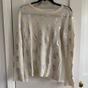 White cashmere sweater metallic skulls